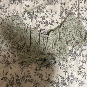 Large green floral crop top